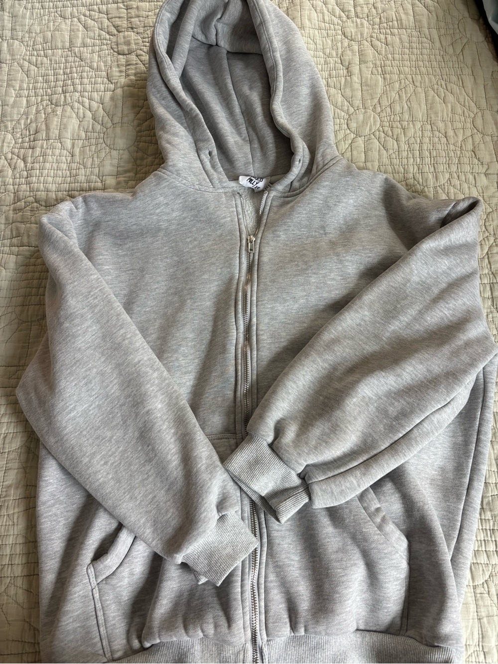 Princess Polly Zip-Up Hooded Sweatshirt - Light Gray
